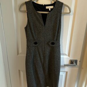 Sleeveless V-Neck Button-Waist Sheath Dress